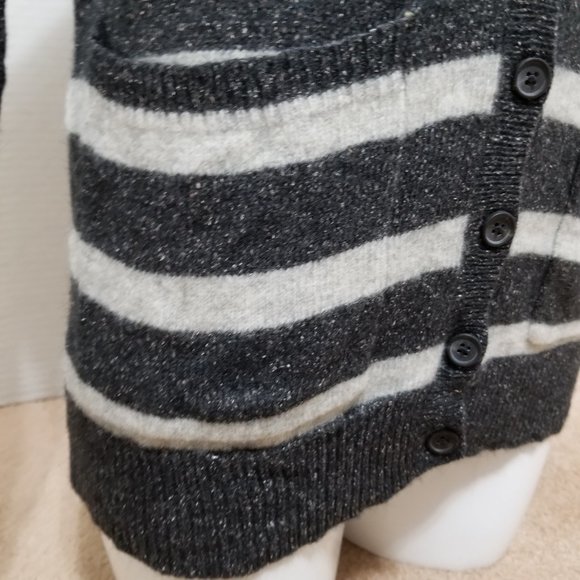 Wallace cardigan Small Clear Dawn sweater knit button front pockets striped marl - Picture 8 of 14